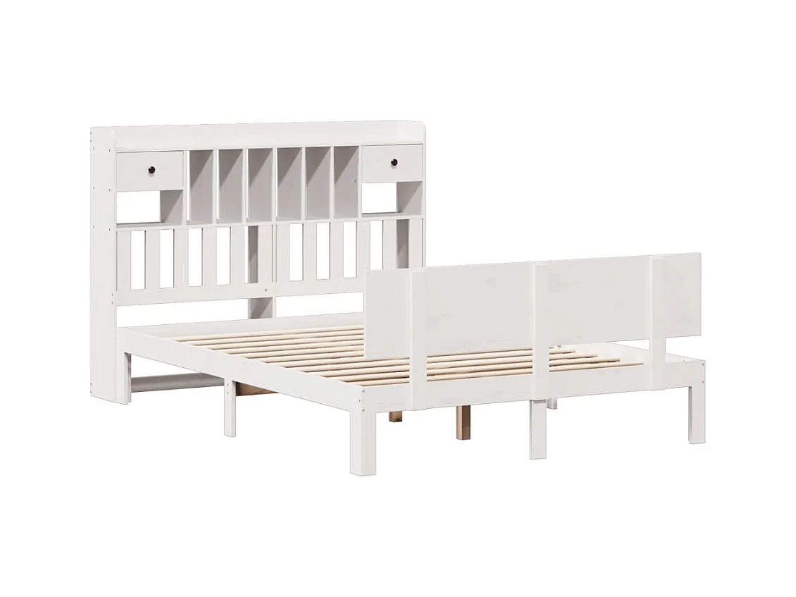 Wit boekenkastbed zonder matras 140x200 cm massief grenenhout