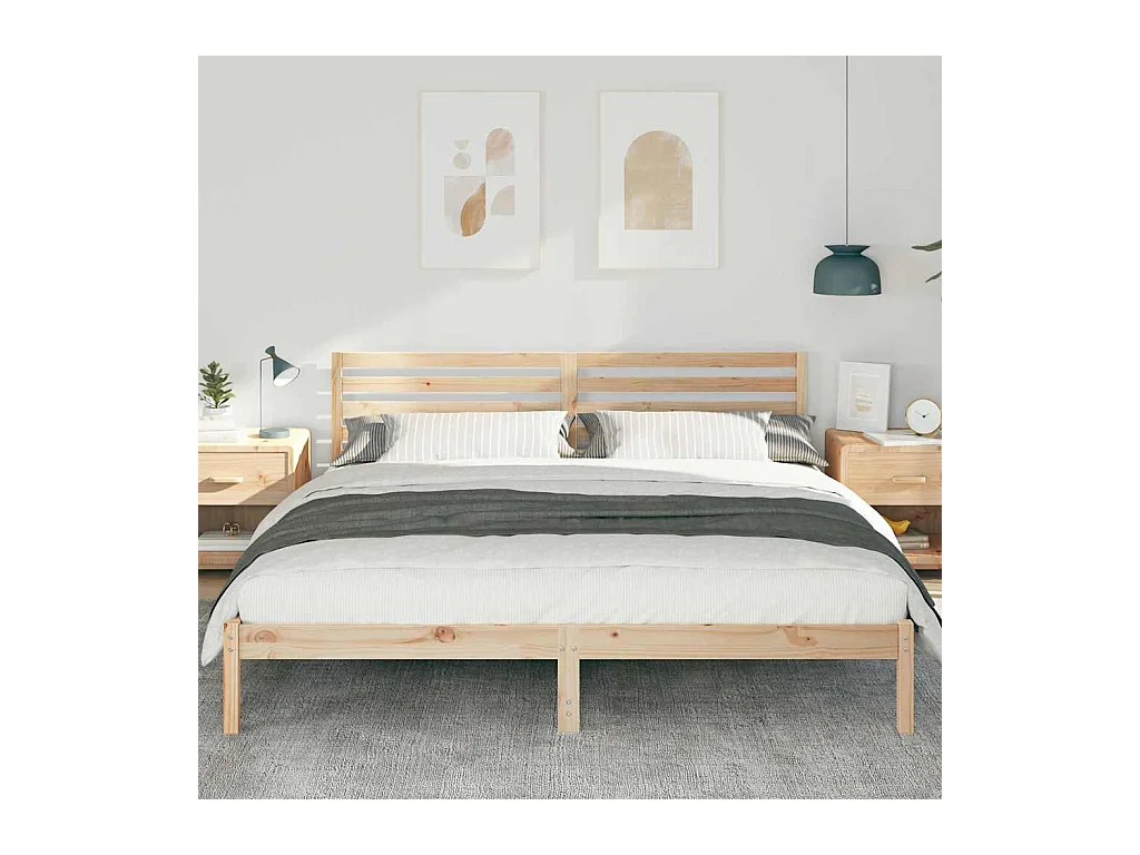 Cadre de lit Marron 180 x 200 cm Bois massif en pin