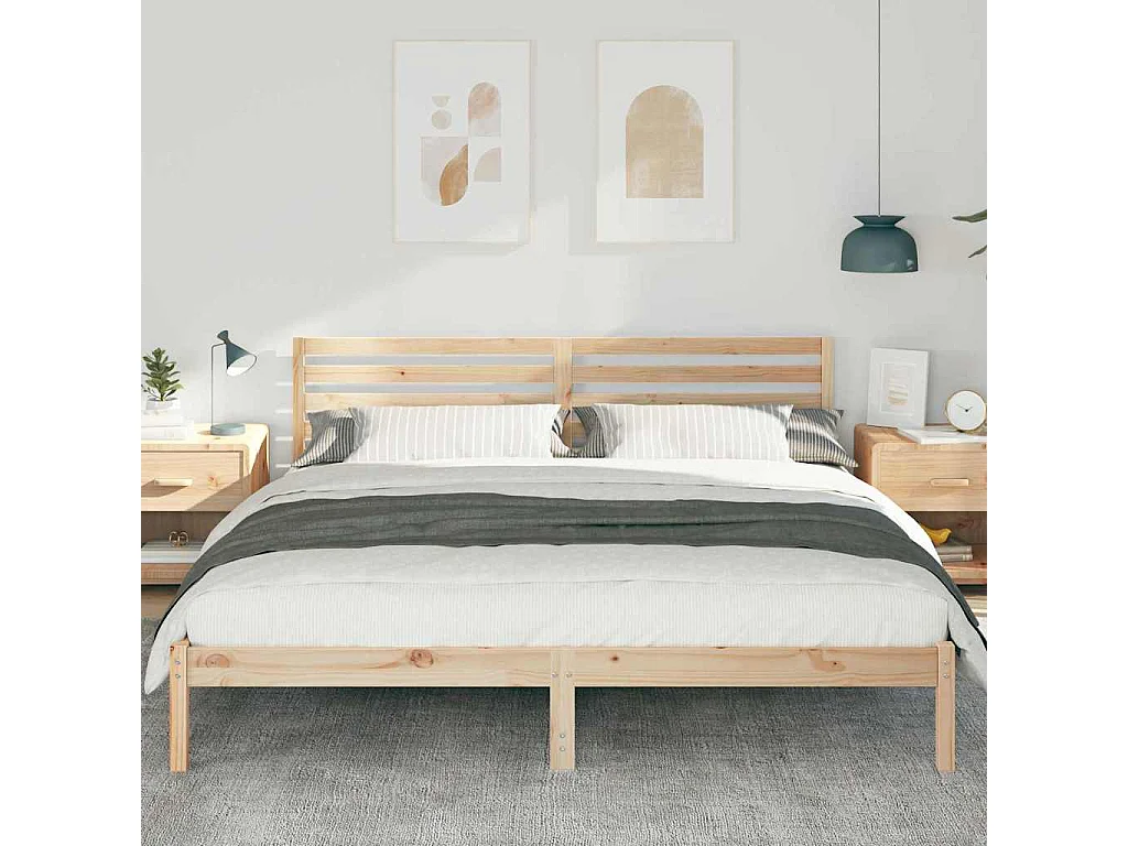 Bettgestell 180 x 200 cm, Kiefer massiv, Braun