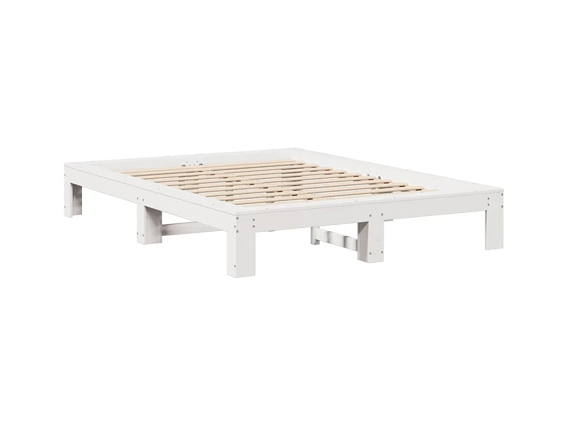 Estructura de cama sin colchón blanca 140x190 cm madera maciza de pino