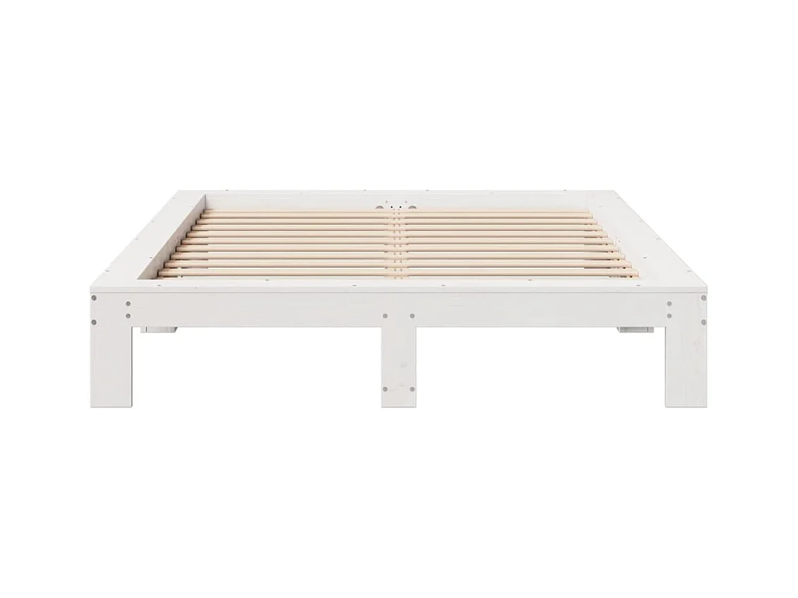 Estructura de cama sin colchón blanca 140x190 cm madera maciza de pino