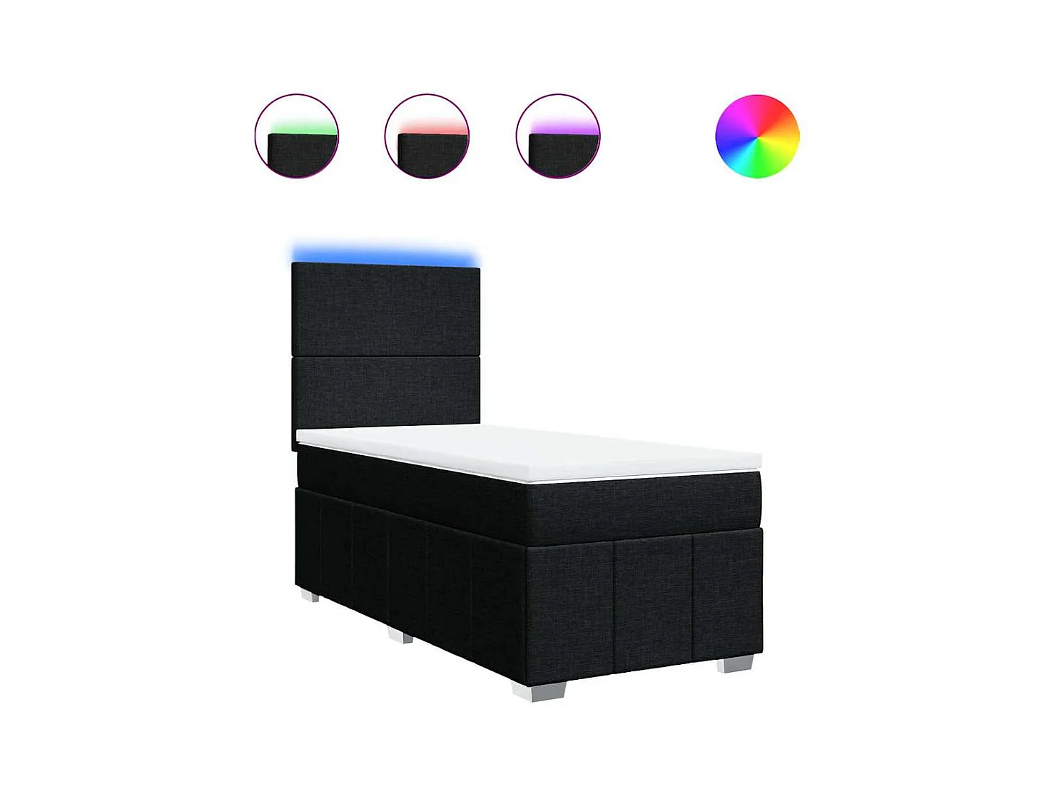 Rete a doghe e materasso Tessuto Nero 80x200 cm