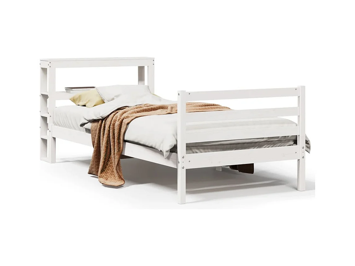 Struttura letto senza materasso bianco 75x190 cm in legno massello di pino