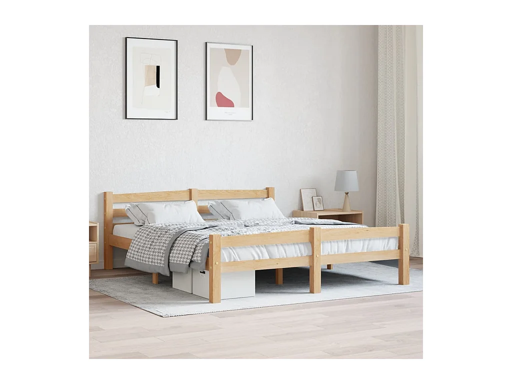 Cadre de lit sans matelas bois massif de pin 160x200 cm