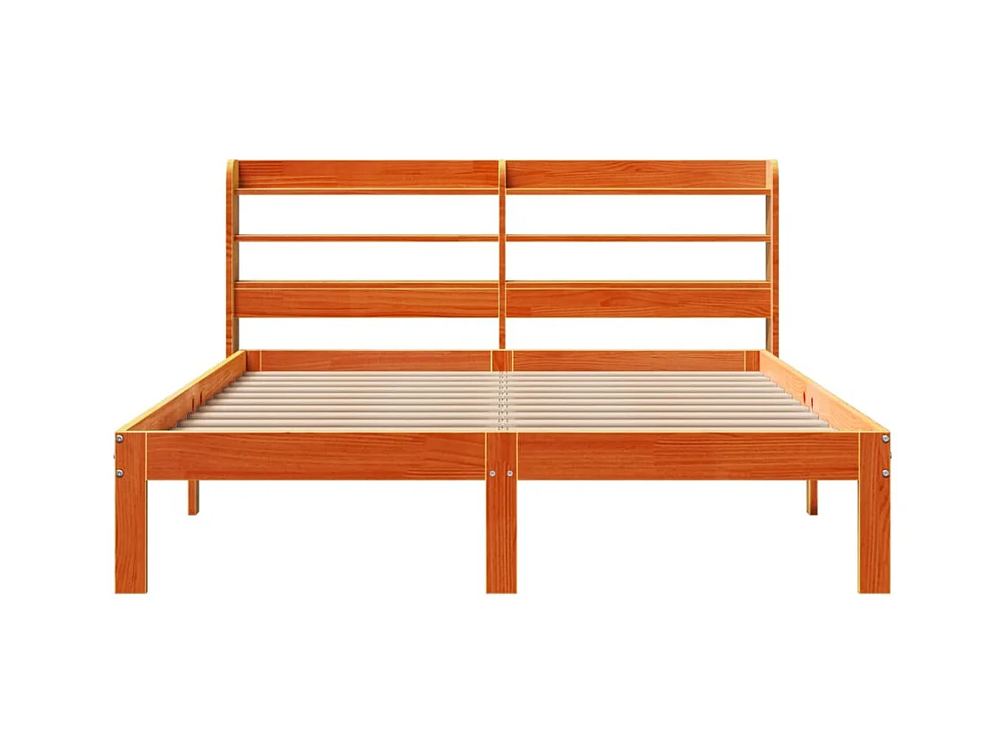Estructura de cama sin colchón marrón cera 140x190cm madera maciza de pino