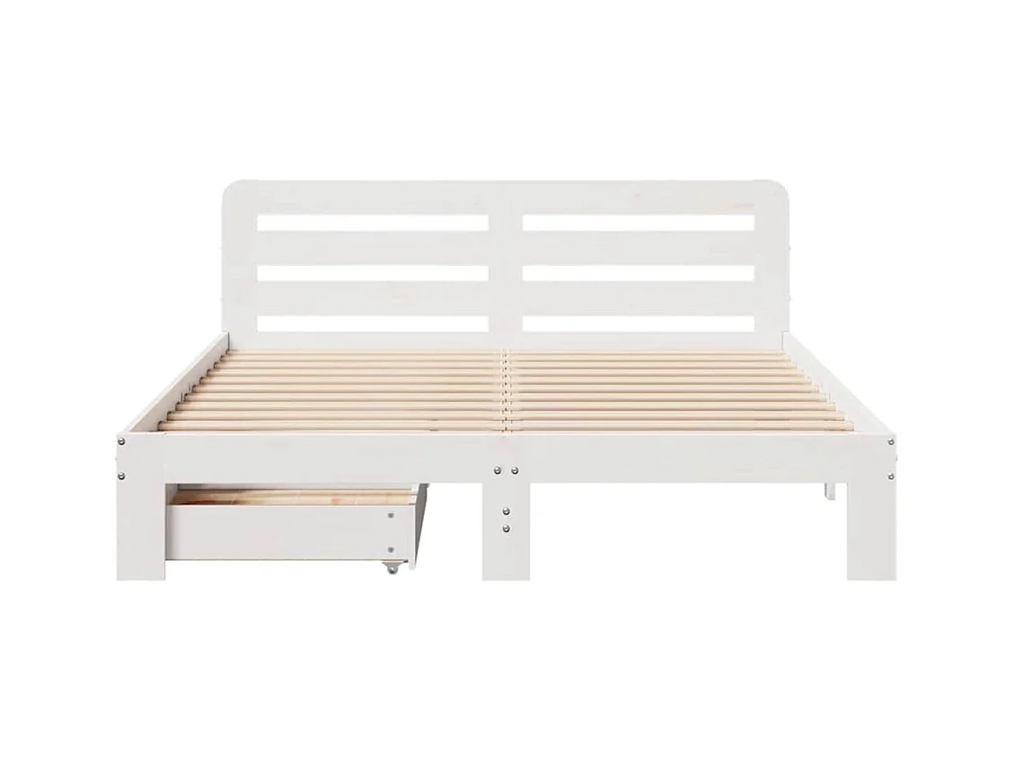 Bedframe zonder matras wit 140x200 cm massief grenenhout