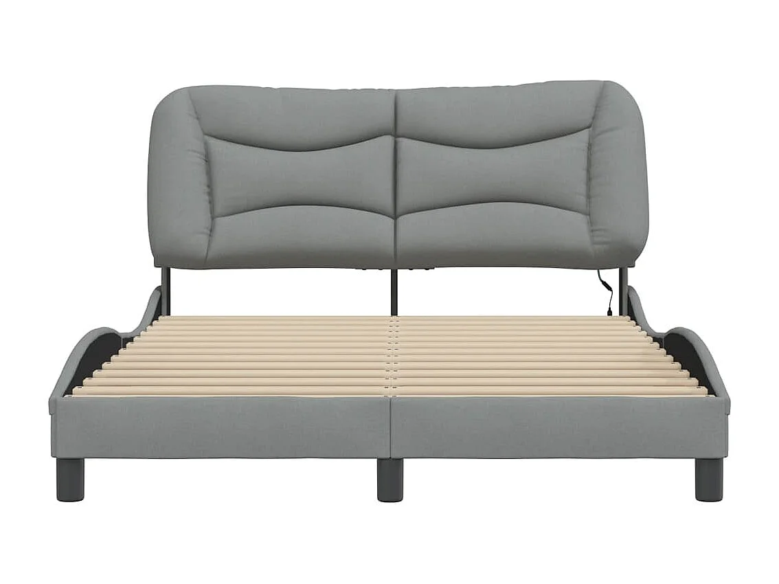 Struttura letto con LED senza materasso tessuto grigio chiaro 120x200 cm