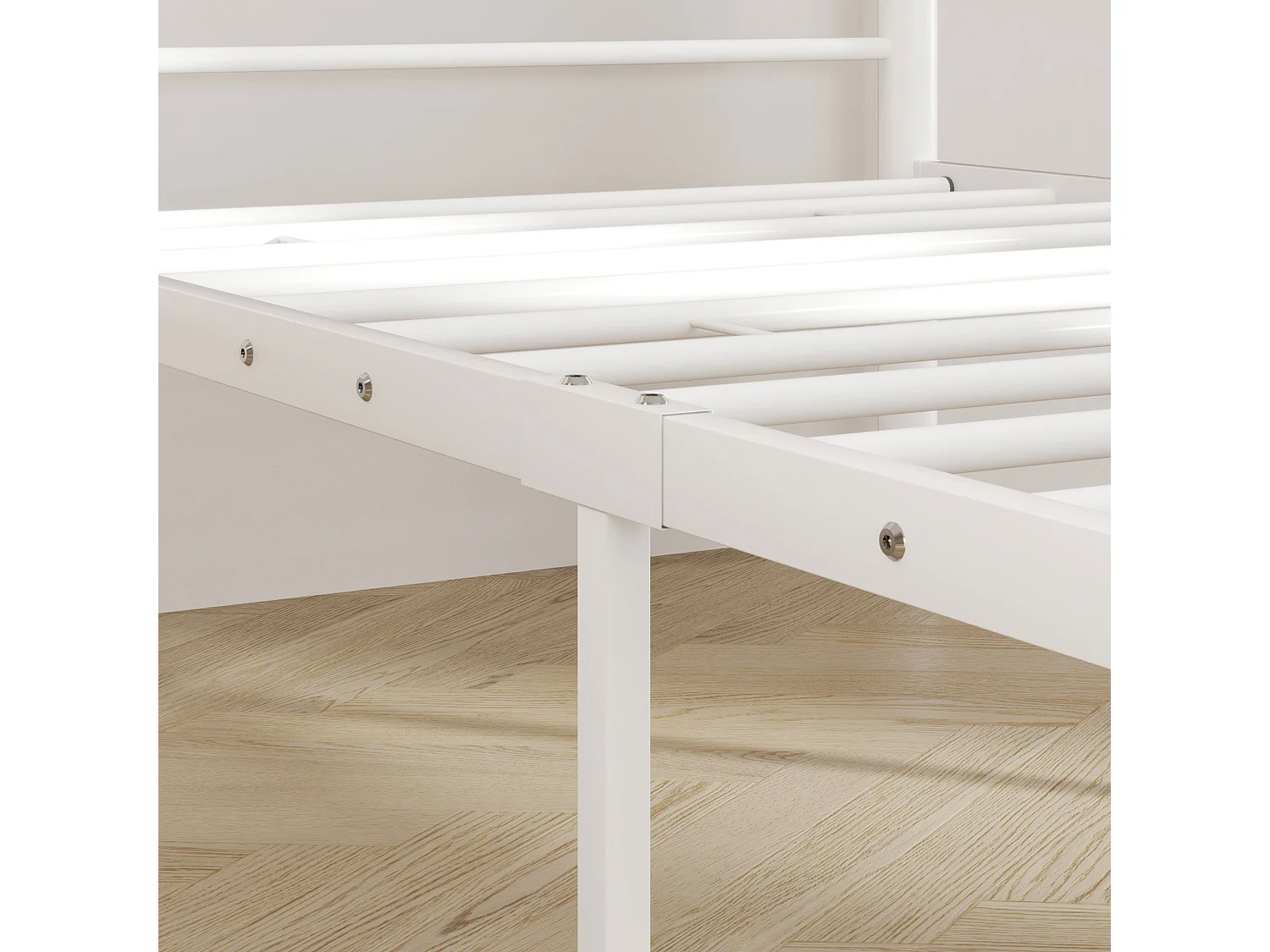 Metalen bedframe, matrasondersteuning 90x200 cm, modern design, wit (96x208x88 cm)