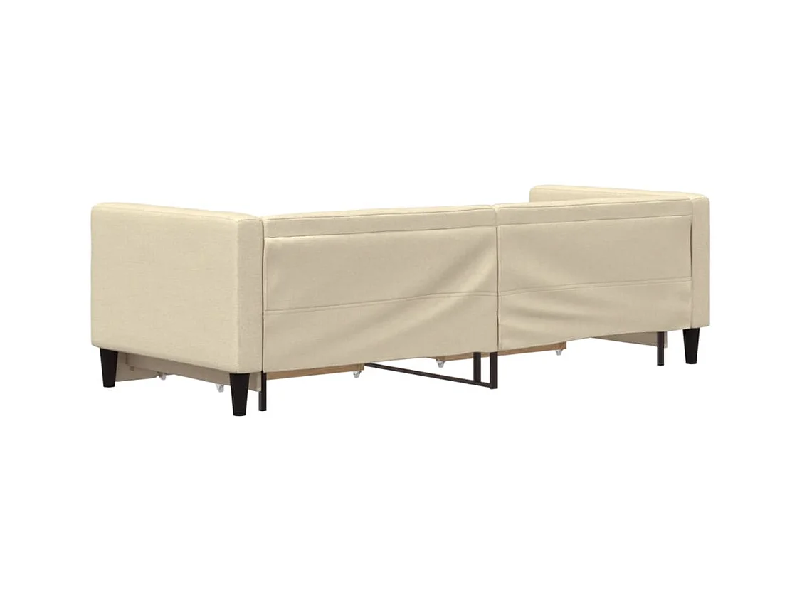 Lit de jour avec gigogne et tiroirs sans matelas crème 80x200cm