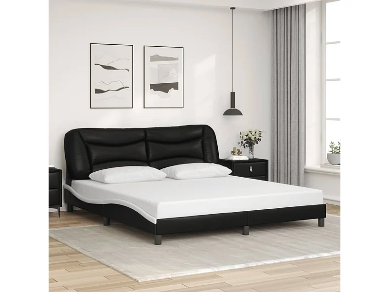 Bedframe zonder matras zwart-wit 180x200 cm kunstleer