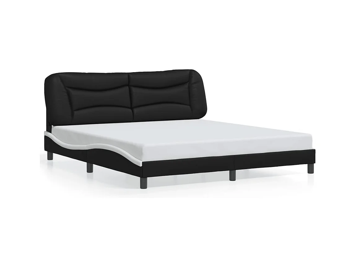 Struttura letto senza materasso nero e bianco 180x200 cm in similpelle