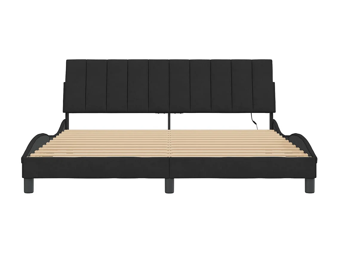 Struttura letto con LED senza materasso nero 180x200 cm velluto