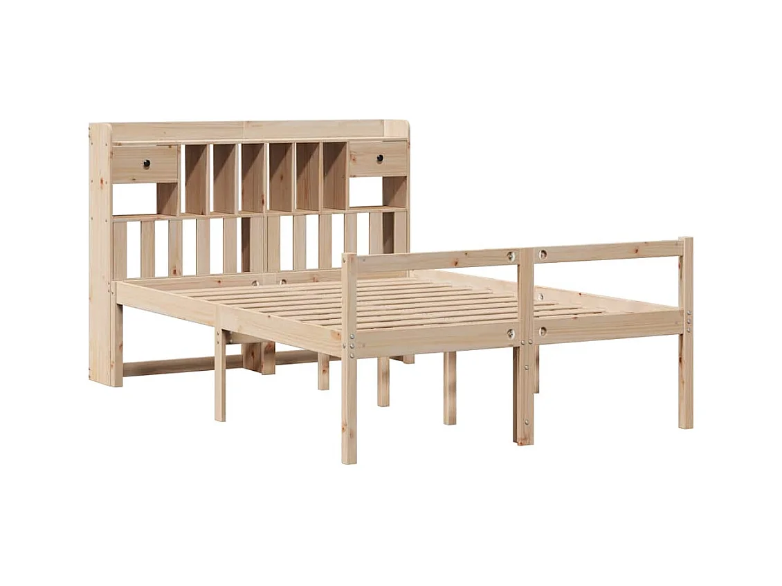 Bibliotheekbed zonder matras 140x190 cm massief grenenhout