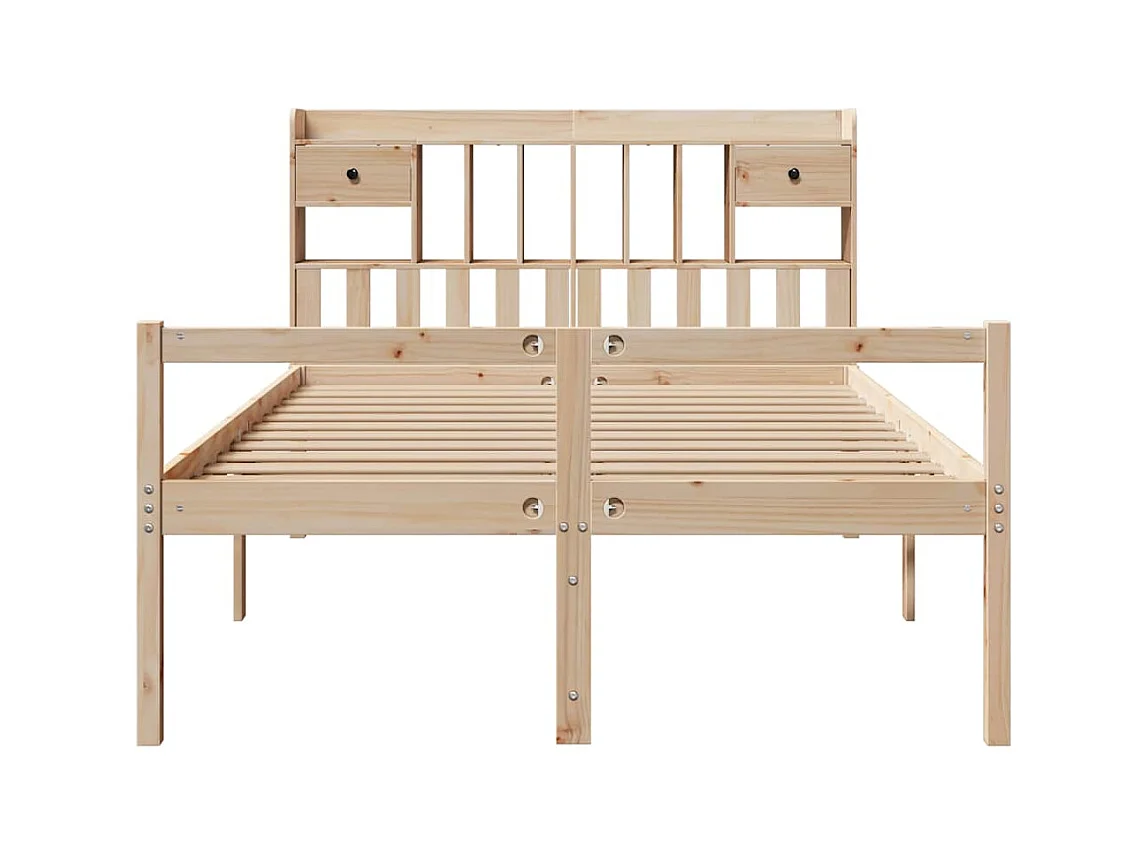 Bibliotheekbed zonder matras 140x190 cm massief grenenhout