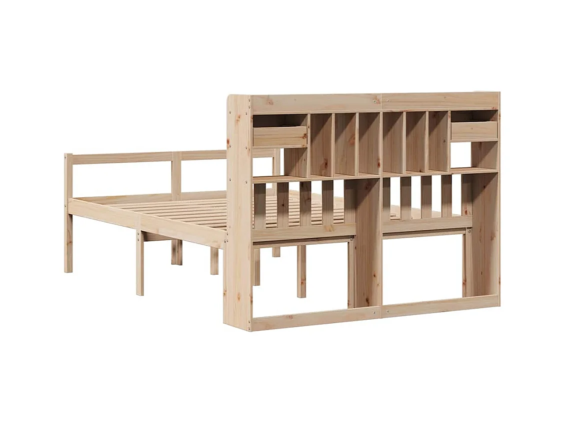 Bibliotheekbed zonder matras 140x190 cm massief grenenhout