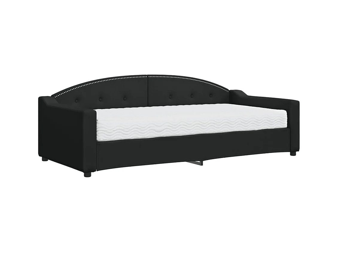 Divano letto con materasso in tessuto nero 90x200 cm