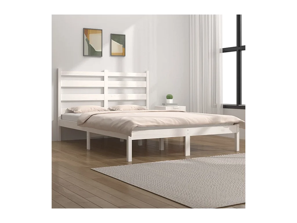 Cadre de lit sans matelas blanc bois massif 200x200 cm