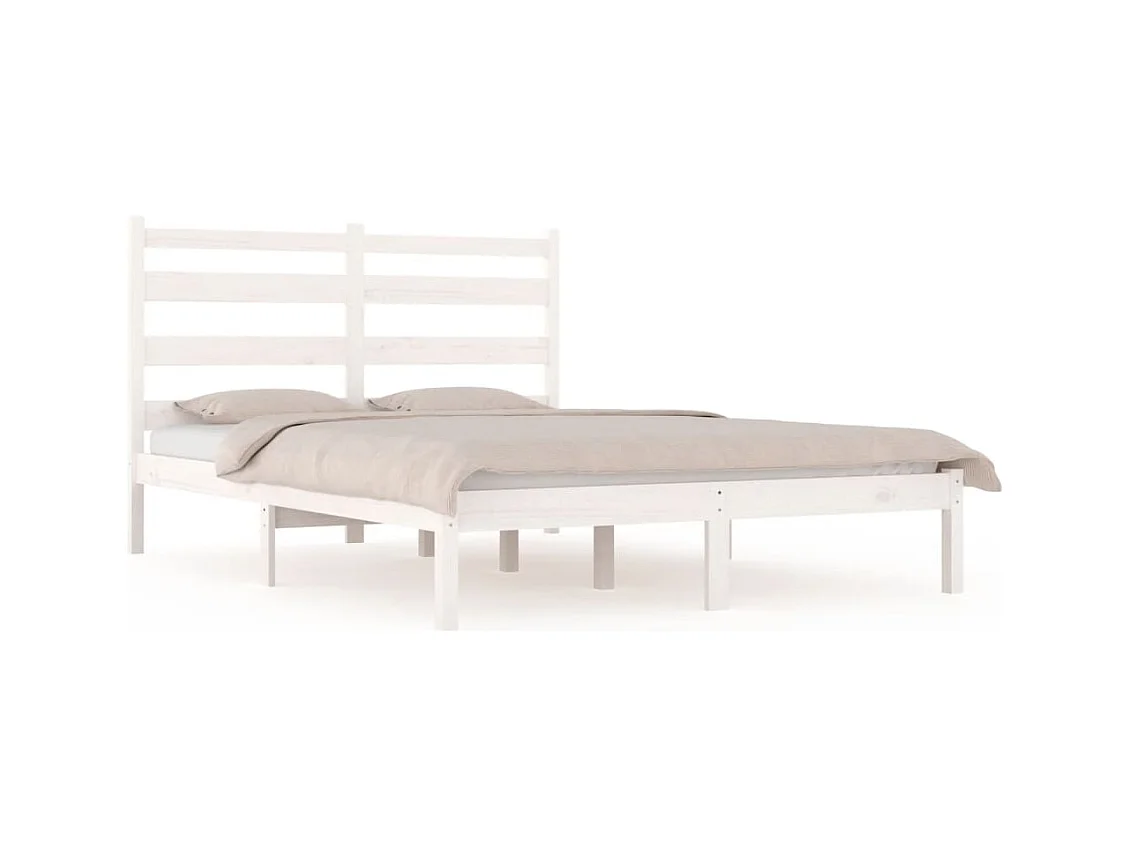 Cadre de lit sans matelas blanc bois massif 200x200 cm