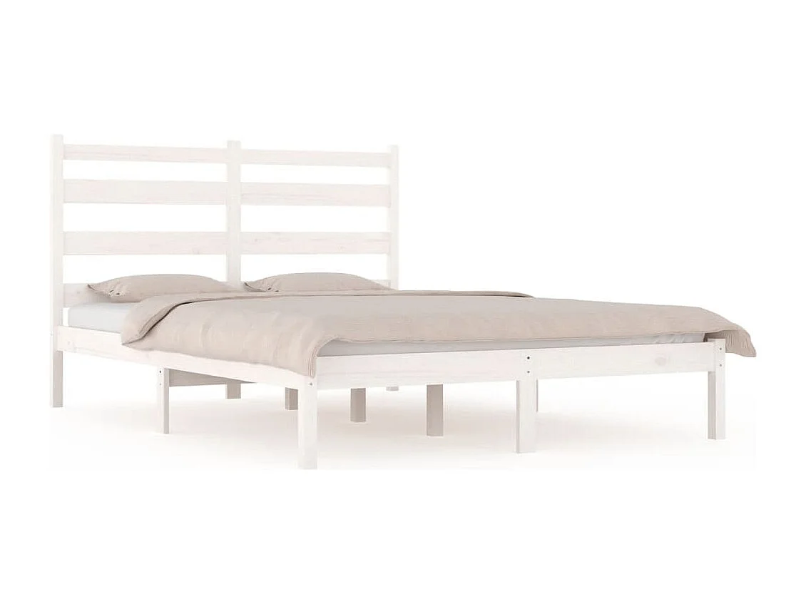 Cadre de lit sans matelas blanc bois massif 200x200 cm