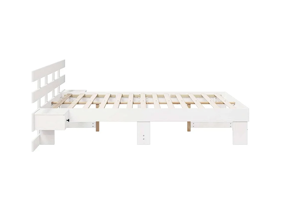 Wit bedframe 160 x 200 cm Massief grenen en massief grenen
