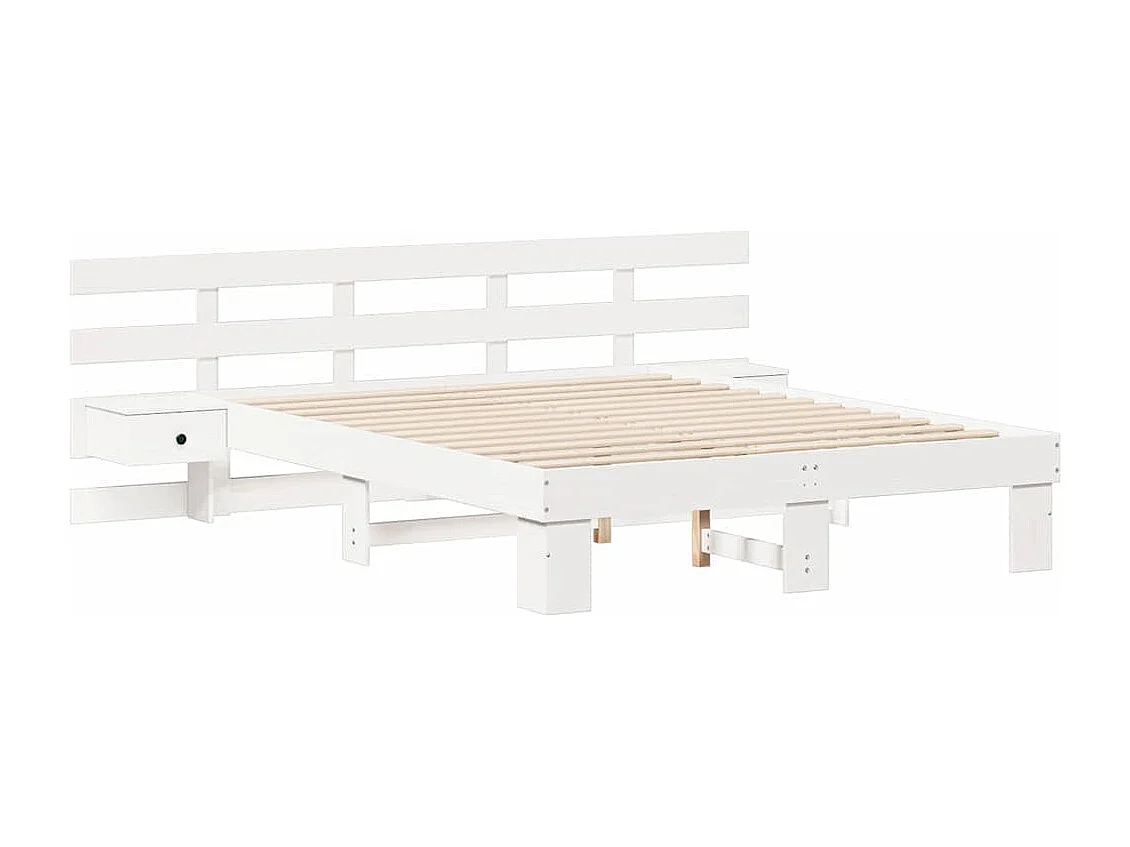 Estructura de cama blanca 160 x 200 cm Pino macizo y pino macizo
