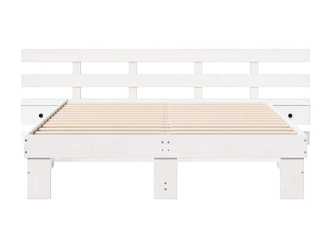 Estructura de cama blanca 160 x 200 cm Pino macizo y pino macizo