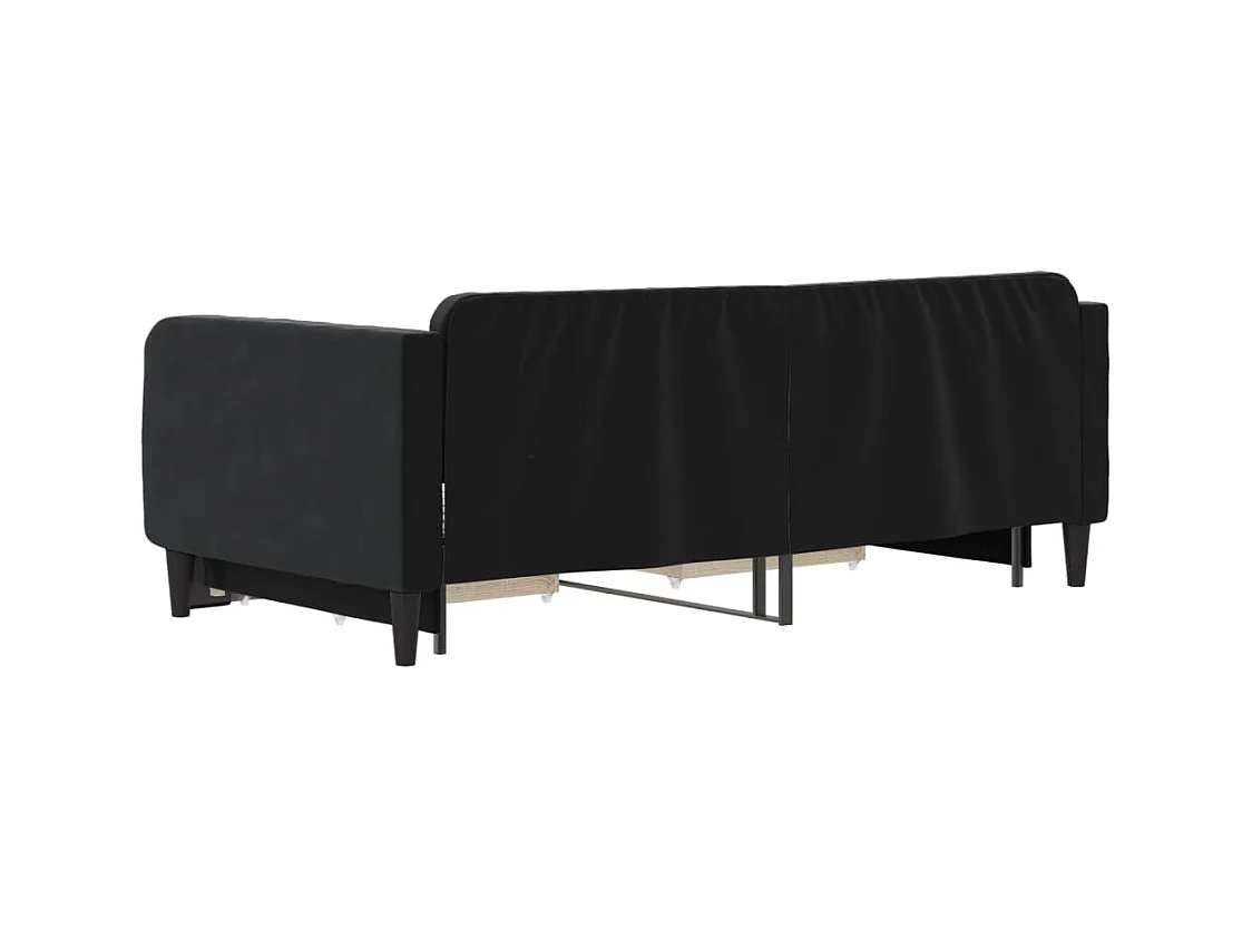 Dagbed met onderschuifbed en lades zwart 90x190 cm fluweel