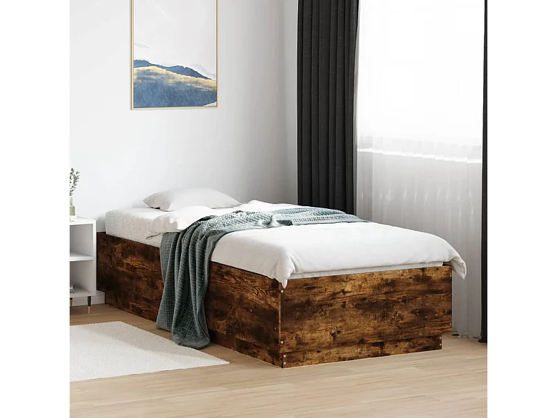 Bedframe met LED zonder matras gerookt eiken 100x200 cm