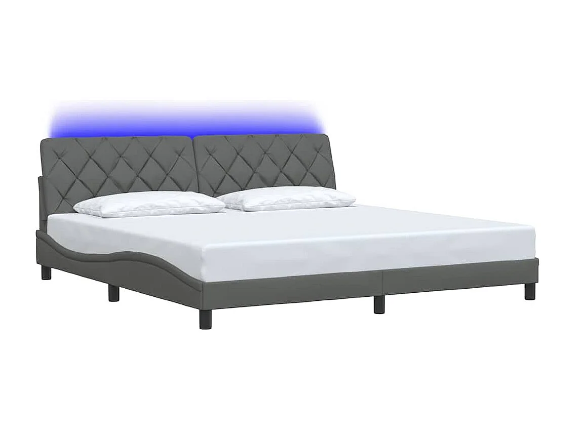 Cadre de lit avec LED sans matelas gris foncé 200x200 cm tissu