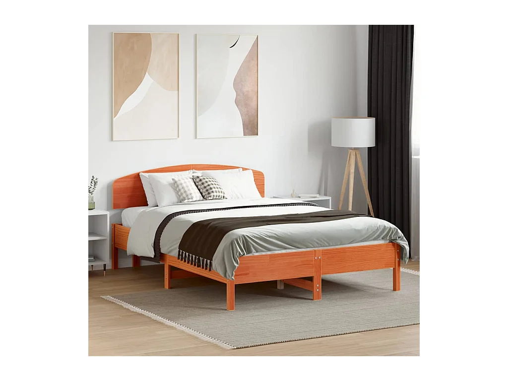 Bedframe zonder matras bruin gewaxt 120x190cm massief grenenhout
