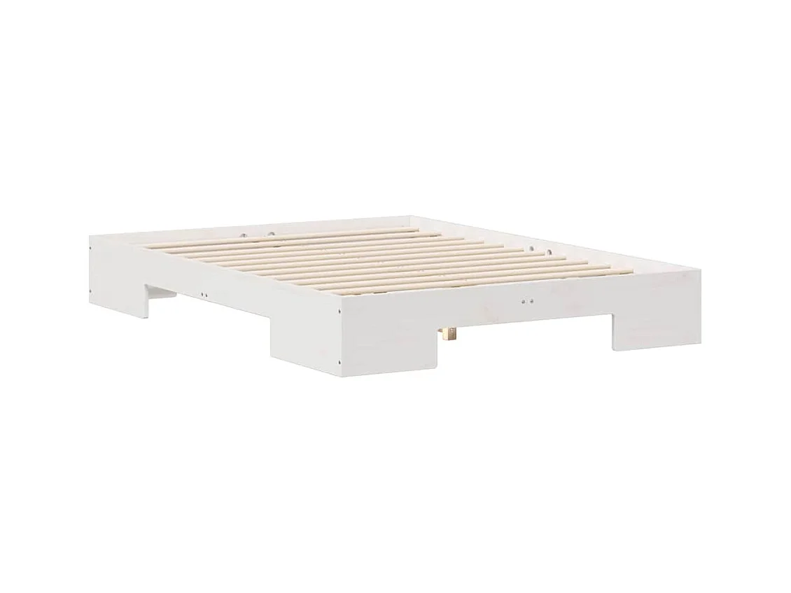Verhoogd bedframe wit 135 x 190 cm massief grenenhout