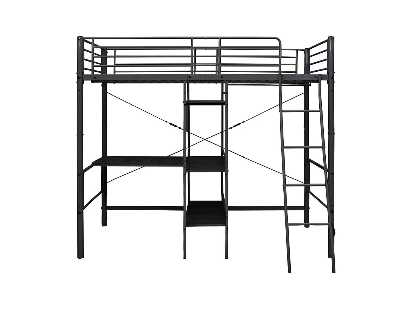 Litera con mesa sin colchón metal negro 90x200 cm