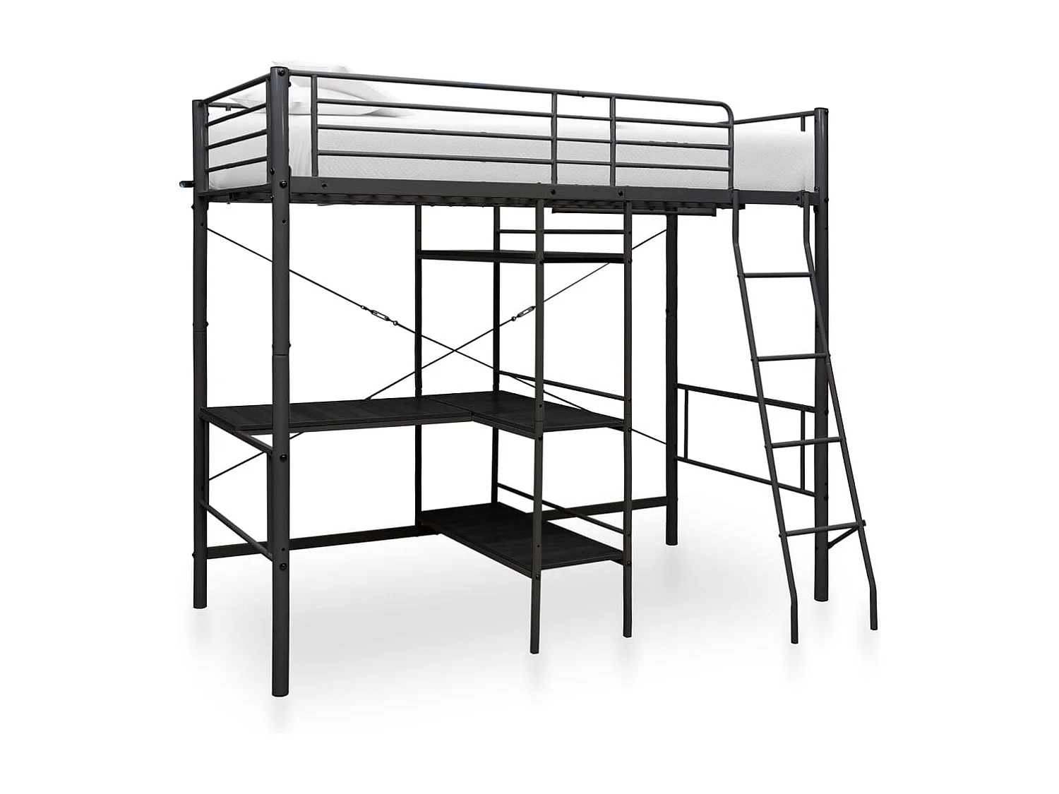 Stapelbed met tafel zonder matras zwart metaal 90x200 cm