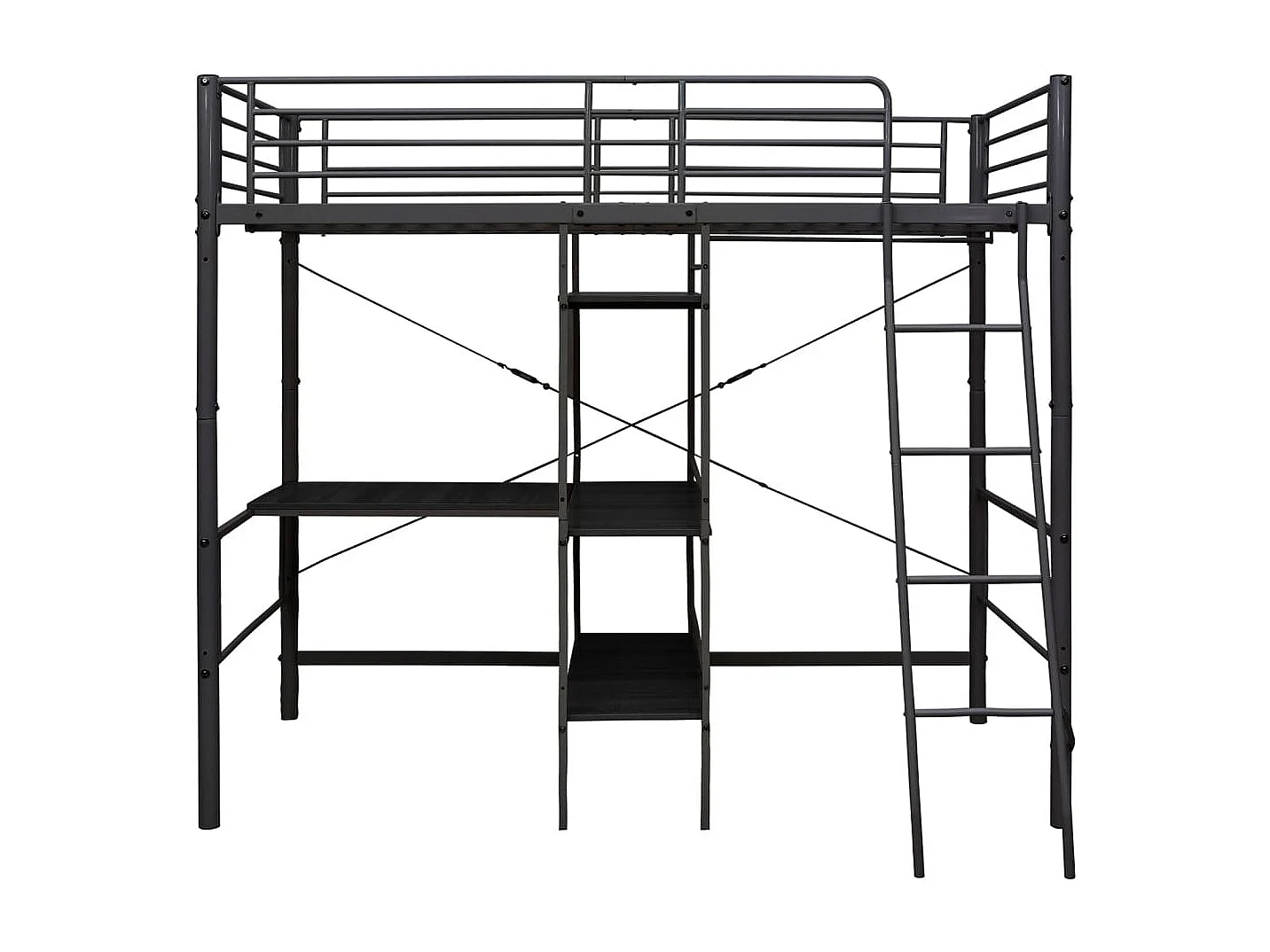 Stapelbed met tafel zonder matras zwart metaal 90x200 cm