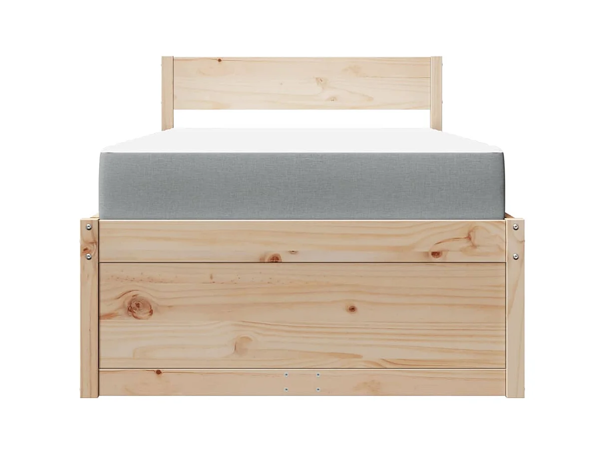 Letto con cassetti e materasso 90x190 cm in legno massello di pino