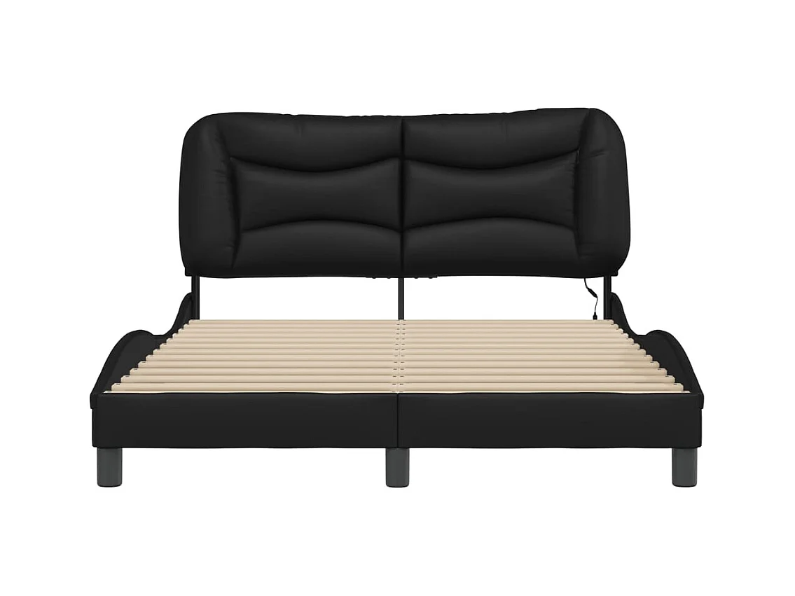 Bedframe met LED zonder matras zwart 140x190 cm