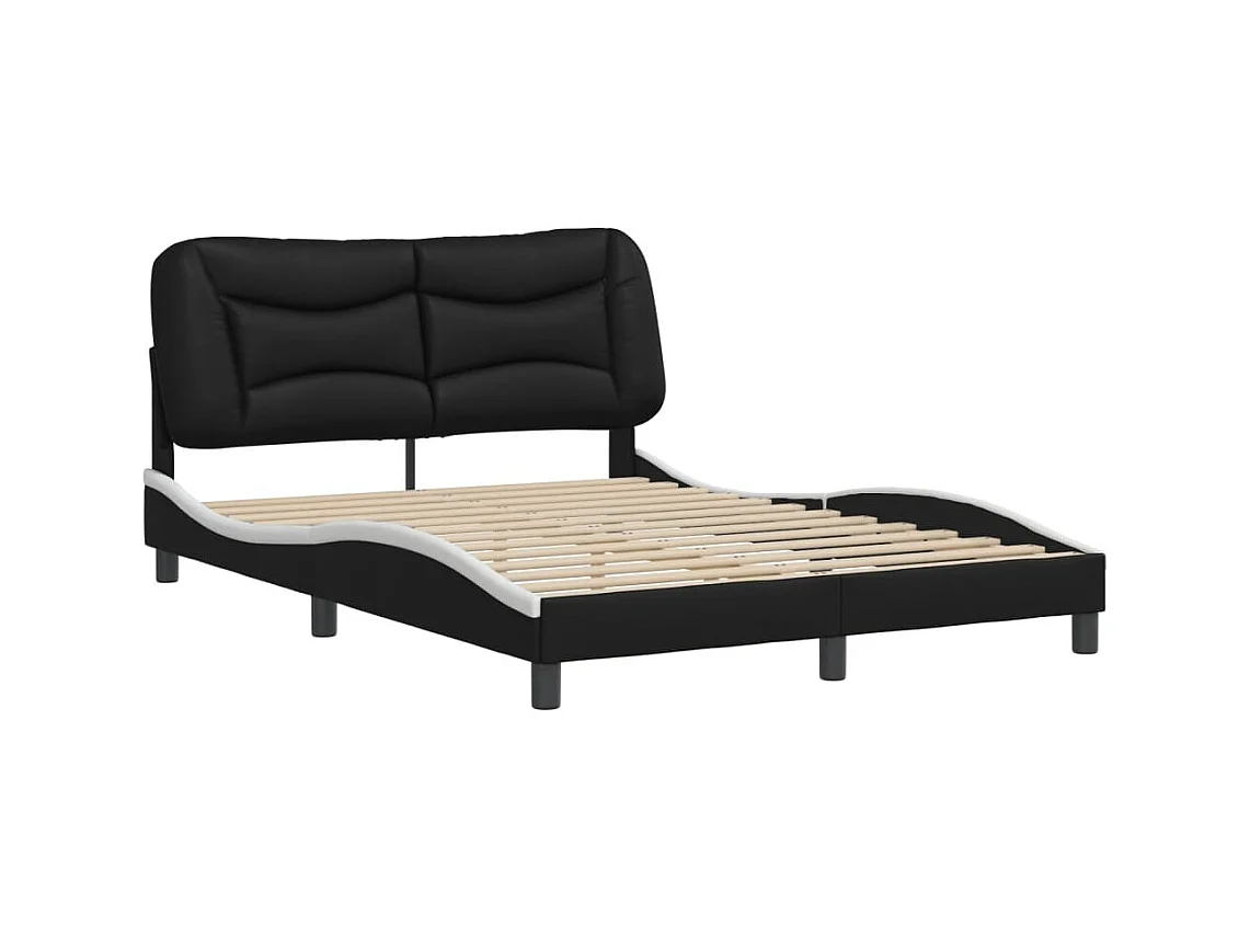 Struttura letto senza materasso nero e bianco 140x190 cm in similpelle