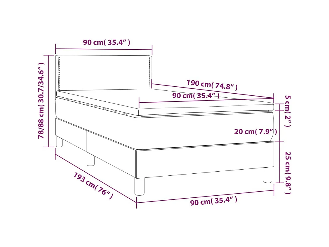 Lattenbodem met matras Zwart 90x190 cm Stof
