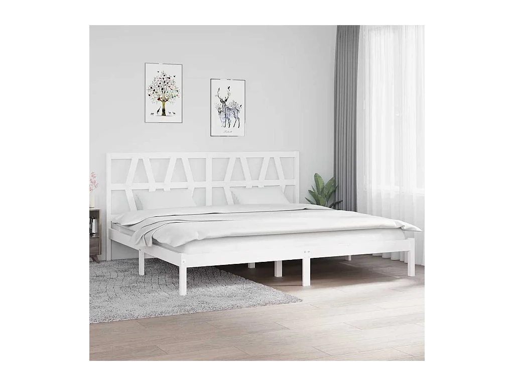 Struttura letto senza materasso in legno massello bianco 200x200 cm