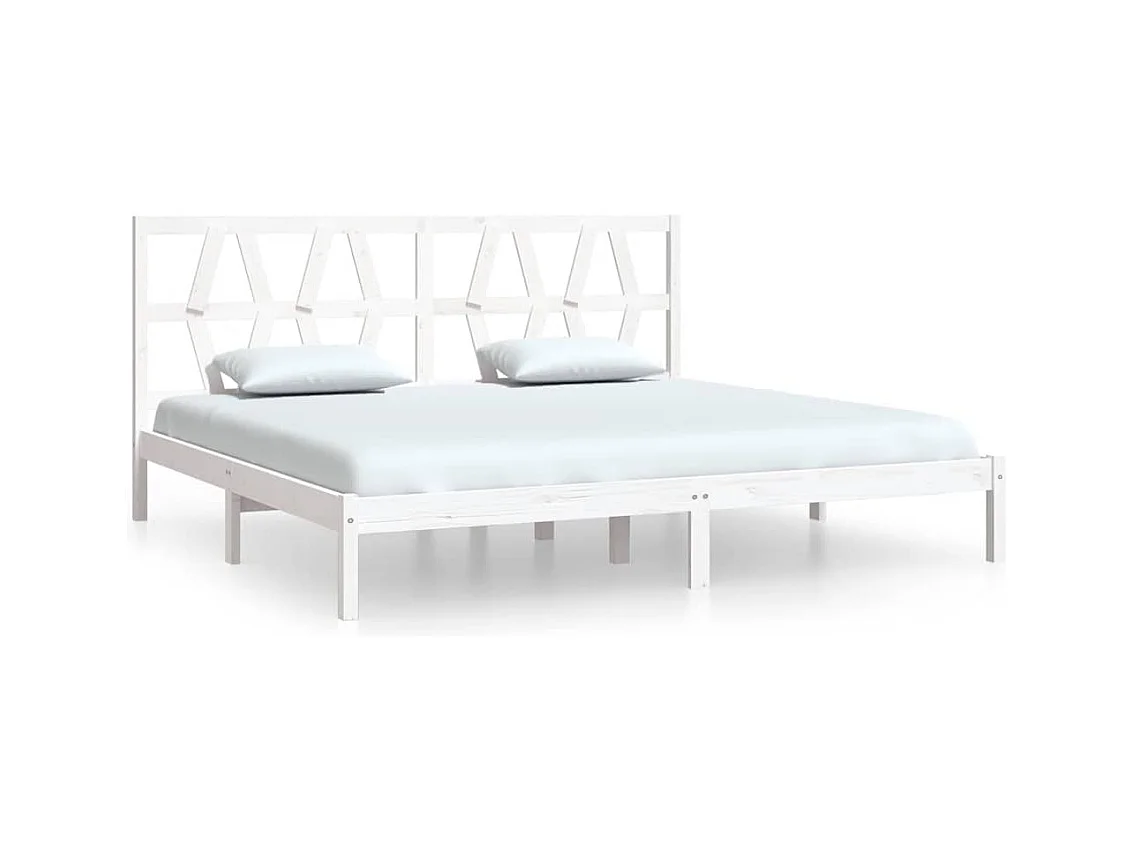 Struttura letto senza materasso in legno massello bianco 200x200 cm