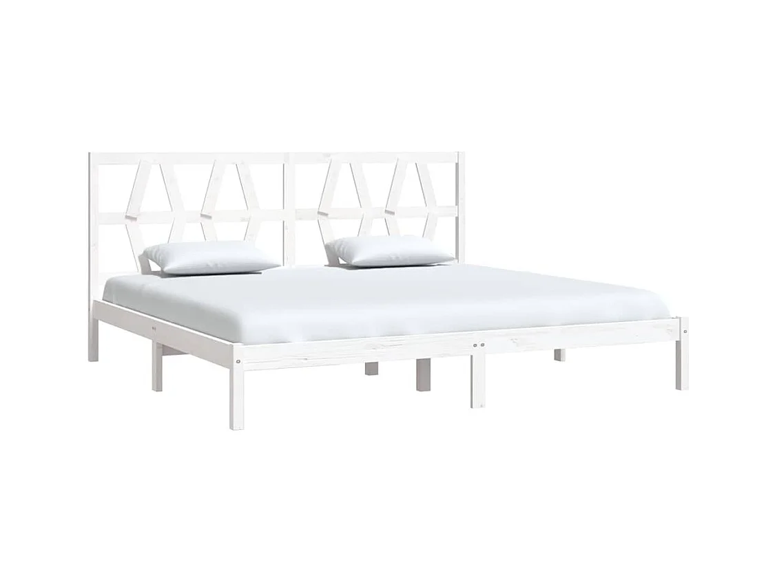 Struttura letto senza materasso in legno massello bianco 200x200 cm