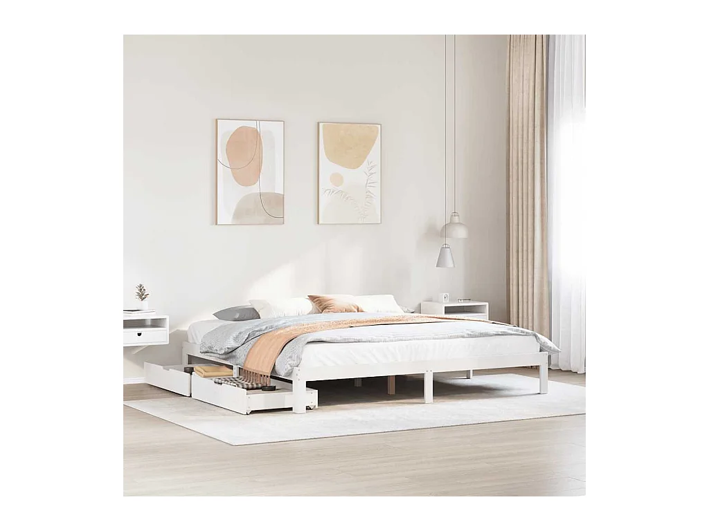 Bedframe met lades zonder matras wit 180x200 cm