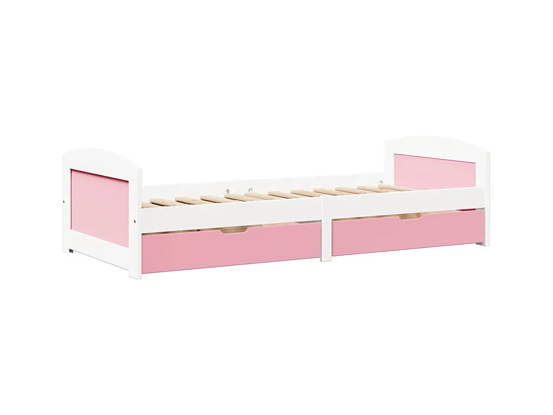 Divano letto e 2 cassetti senza materasso IRUN bianco rosa 90x200 cm