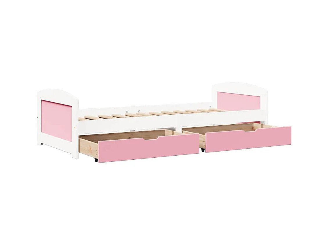Divano letto e 2 cassetti senza materasso IRUN bianco rosa 90x200 cm