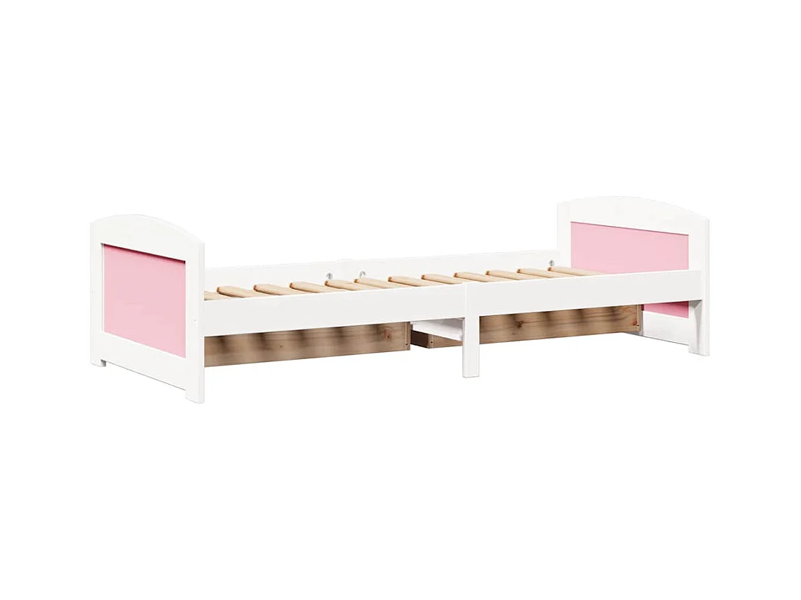 Divano letto e 2 cassetti senza materasso IRUN bianco rosa 90x200 cm