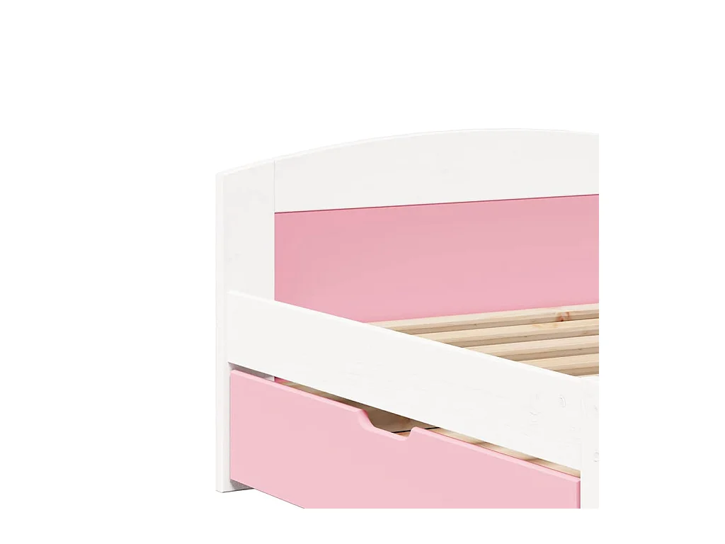 Divano letto e 2 cassetti senza materasso IRUN bianco rosa 90x200 cm