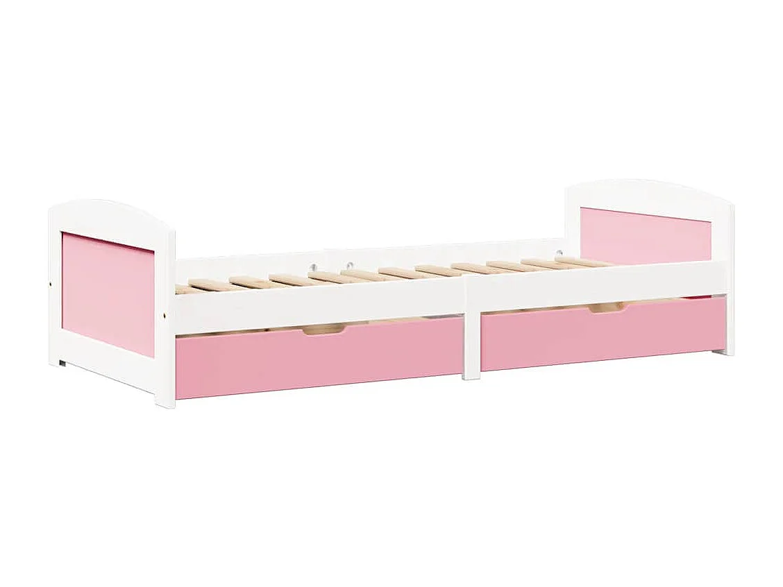 Lit de jour et 2 tiroirs sans matelas IRUN blanc rose 90x200 cm