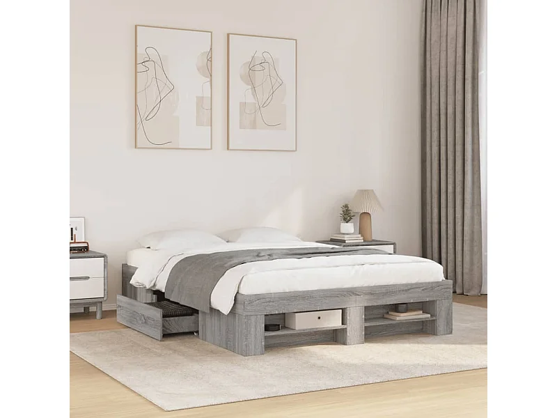 Bedframe zonder matras sonoma grijs 140x190 cm