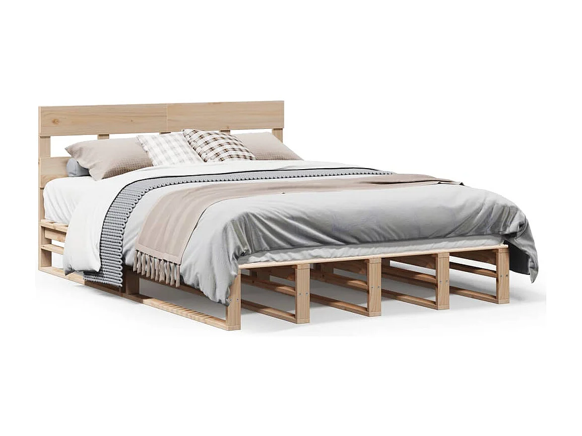 Estructura de cama sin colchón 120x200 cm madera maciza de pino
