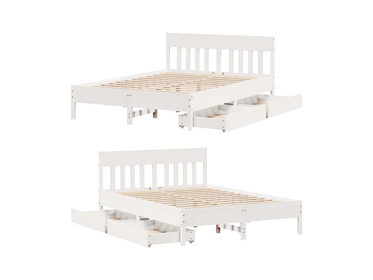 Struttura letto senza materasso bianco 120x200 cm in legno massello di pino